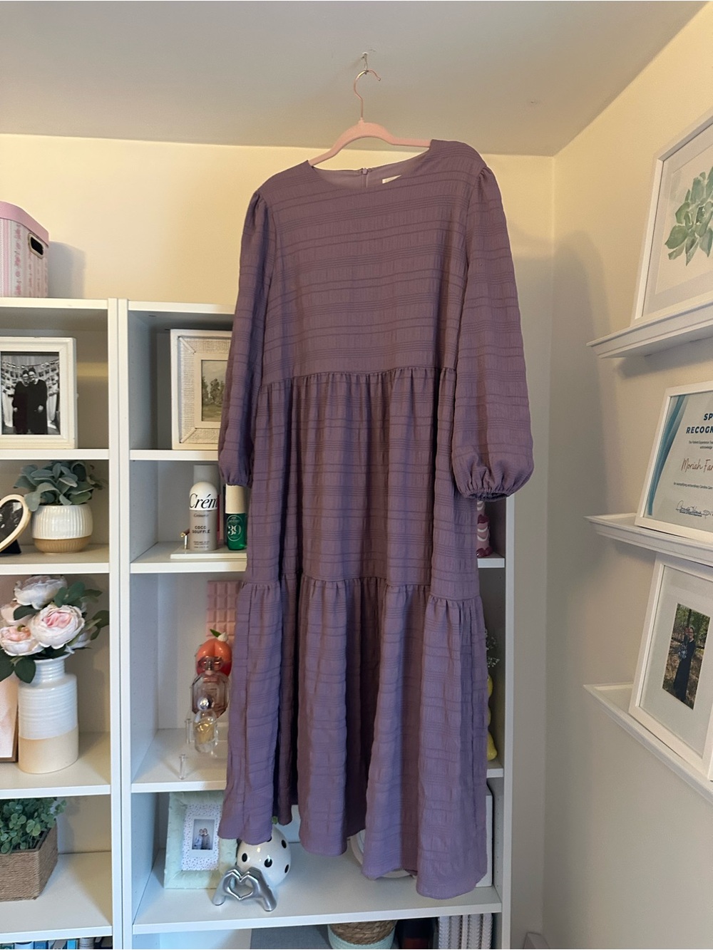 Dainty Jewells Lavender Long Sleeve Tiered Midi Dress